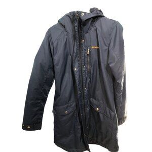 Columbia Omni-Heat Coat Womens M Parka Navy Hooded Jacket Waterproof Thermal Lon